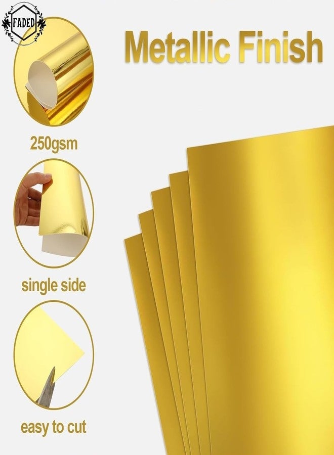 FADED A4 Glossy Cardstock Paper | 250 GSM Reflective Card Sheets for Crafting, Scrapbooking, DIY Projects | Pack of 10 Durable Sheets for School, Office & Creative Use (Golden) - Image 3